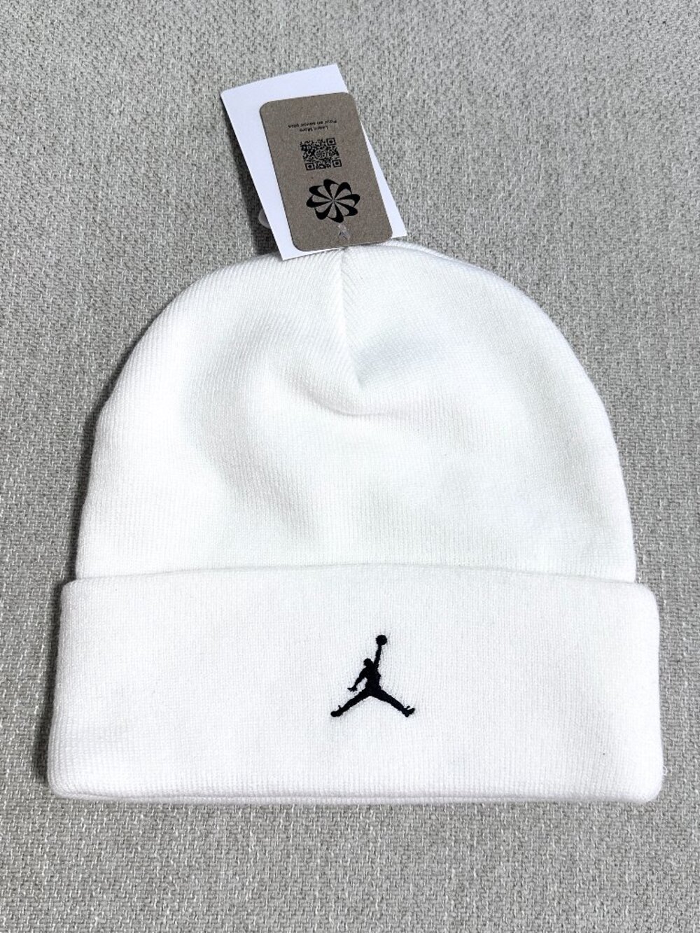 NEW! Nike Jordan Peak Essential Beanie WHITE Jumpman Unisex OSFM Winter Hat Cap